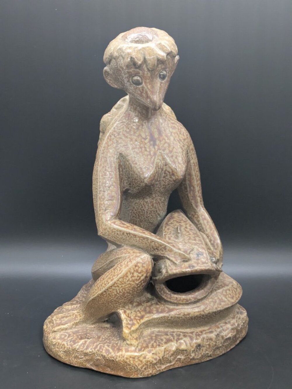 Vintage Japanese Folk Art Pottery Sculpture: Kappa